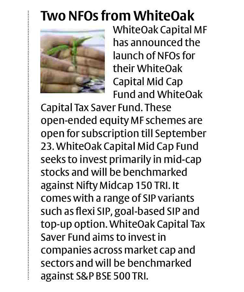 Two NFOs from WhiteOak Capital Mutual Fund